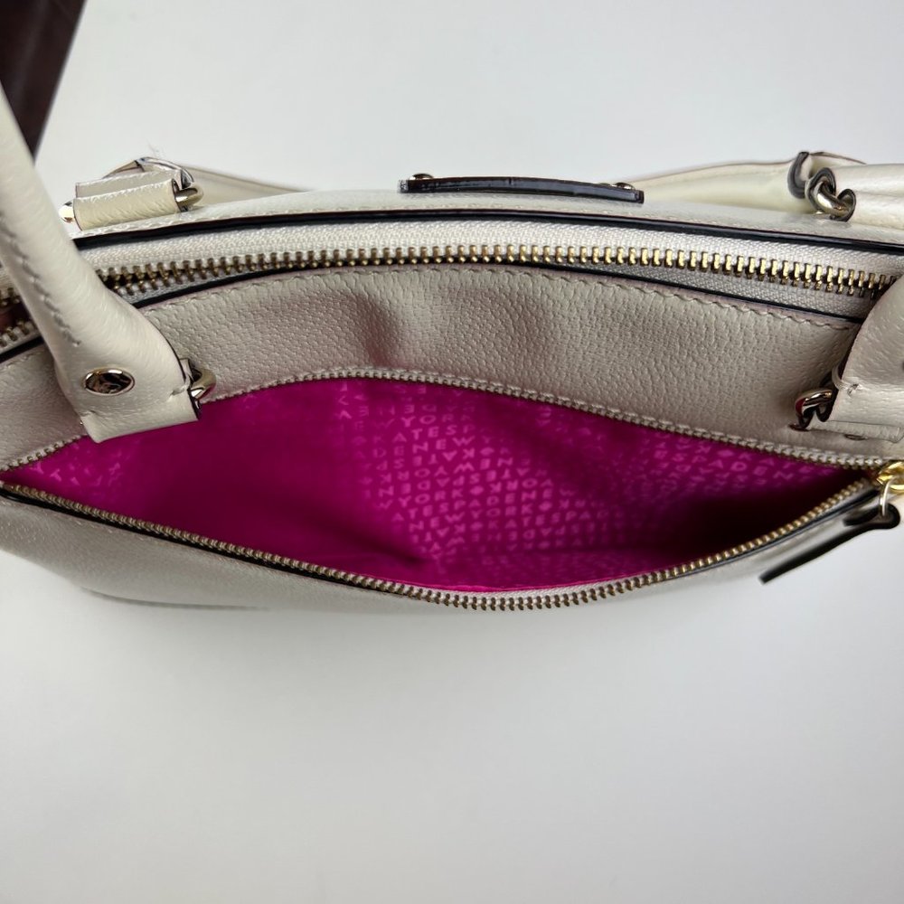 Kate Spade Wellesley Rachelle Double Zip Ivory Large Dome Shoulder Satchel - Picture 6 of 11